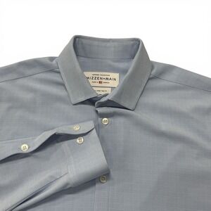 Mizzen+Main Leeward Performance Dress Shirt XL Trim Fit Blue Glen Plaid Stretch